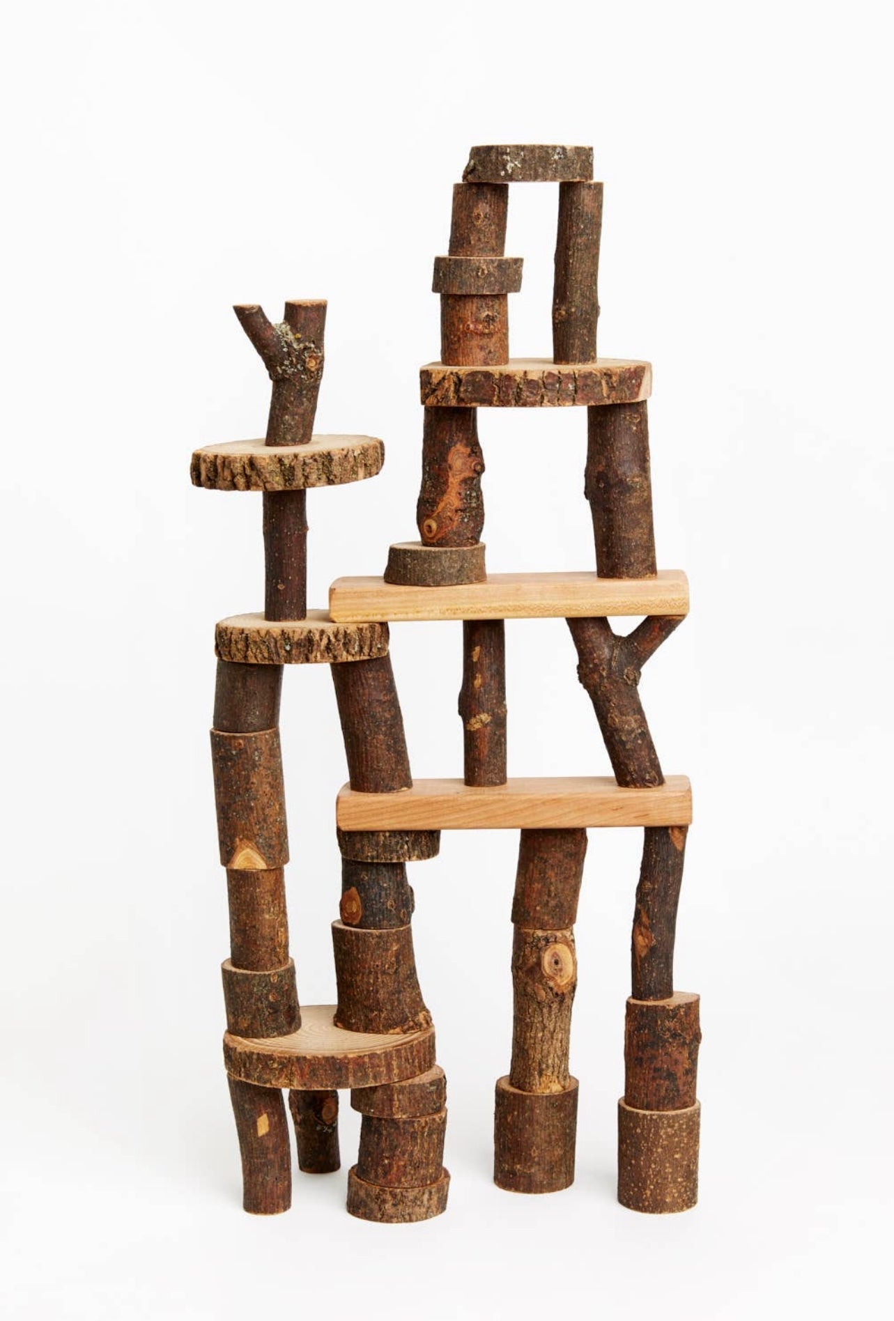 Classic Barked Tree Blocks - 36 pieces